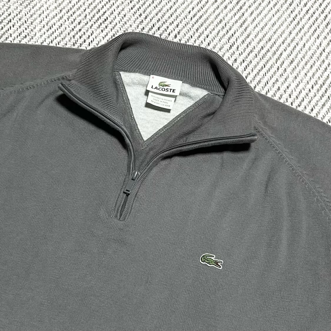 [XL] Lacoste 라코스테 그레이 반집업 코튼 니트 상품이미지3