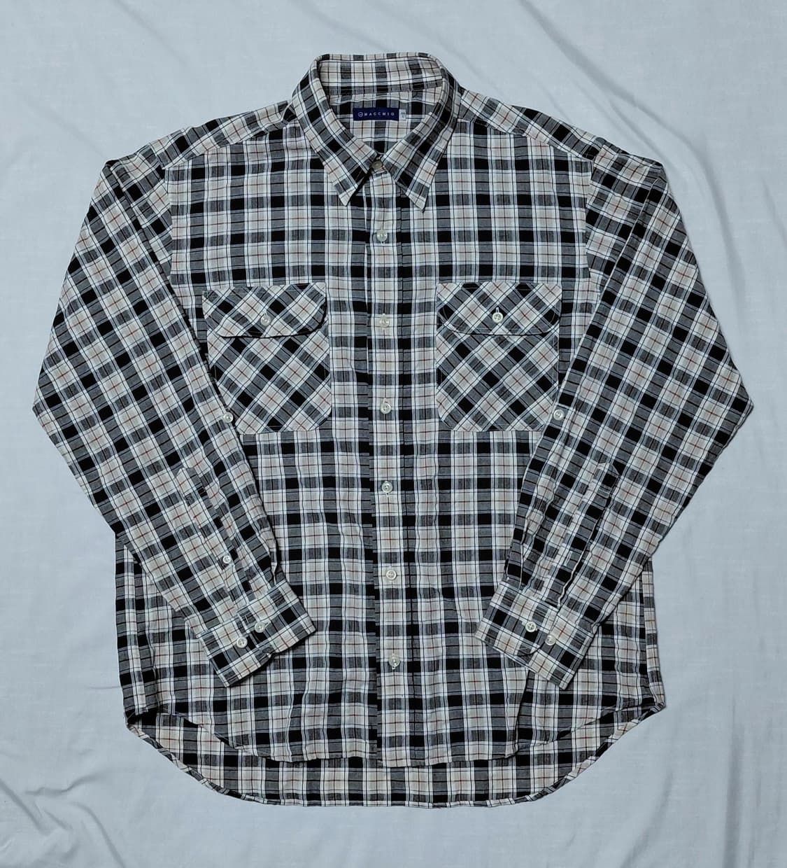 [L] MACCHIO(마키오) 코튼 100% 체크 워크 셔츠 상품이미지1