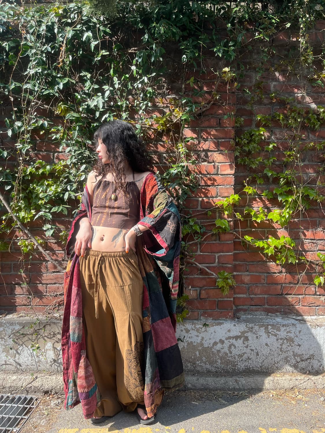 히피 에스닉 패치워크 롱 로브 상품이미지2