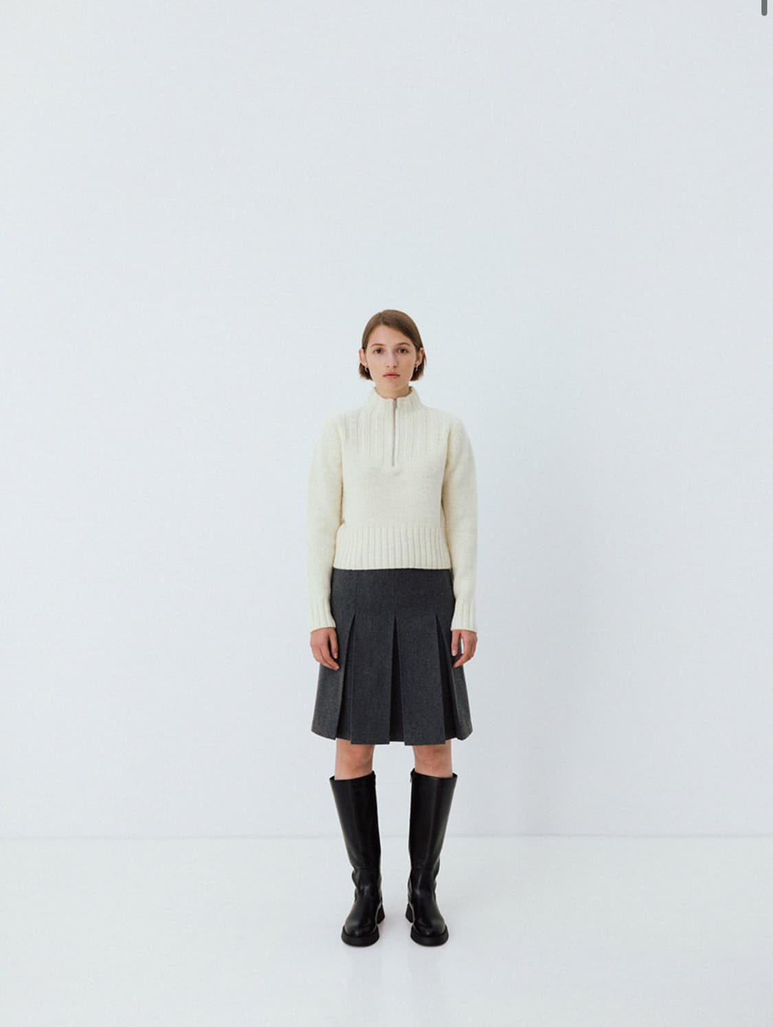 Le 울 플리츠 미디 스커트(새상품) S 상품이미지1