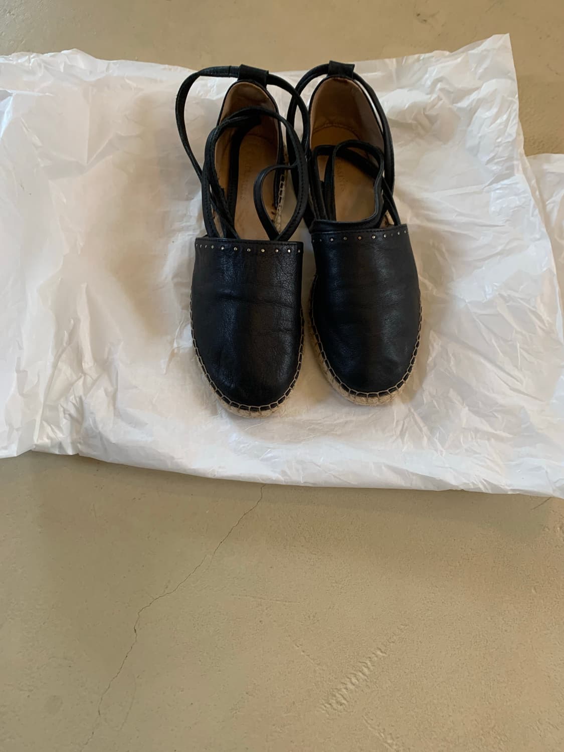 All Saints 올세인츠 블랙 레더 에스파드리유 샌들 상품이미지1