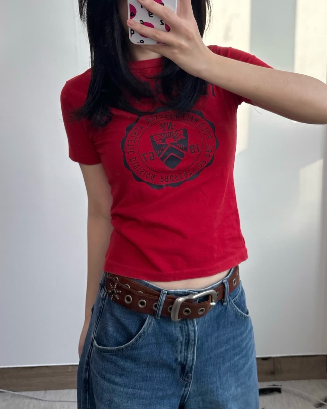 폴로 랄프로렌 레드 프린팅 반팔 티셔츠 상품이미지1