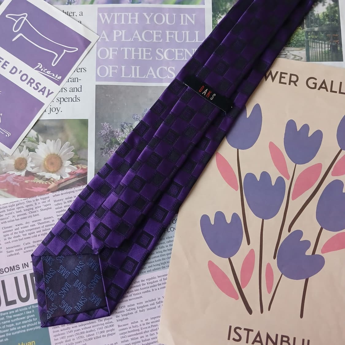 닥스 실크 퍼플 체크 패턴 넥타이 8.5cm B등급 A19524
 상품이미지4