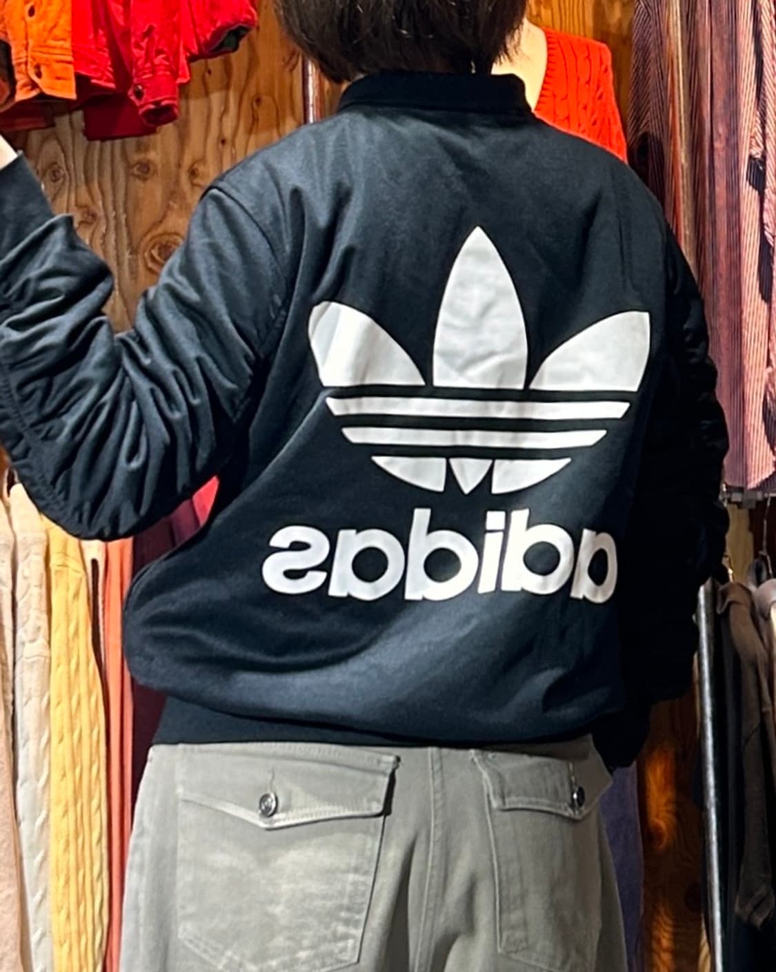 L 아디다스 파이어버드 빅로고 코튼 블랙 블루종 상품이미지2