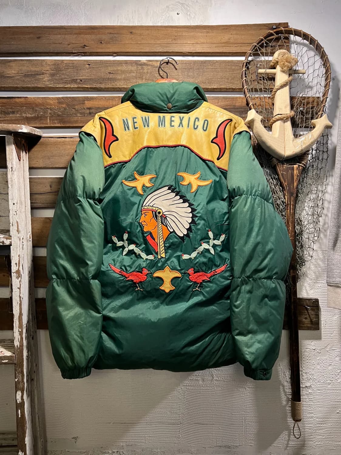 [M]아비렉스 USA NEW MEXICO 인디언 자수 그린 다운 패딩 상품이미지1