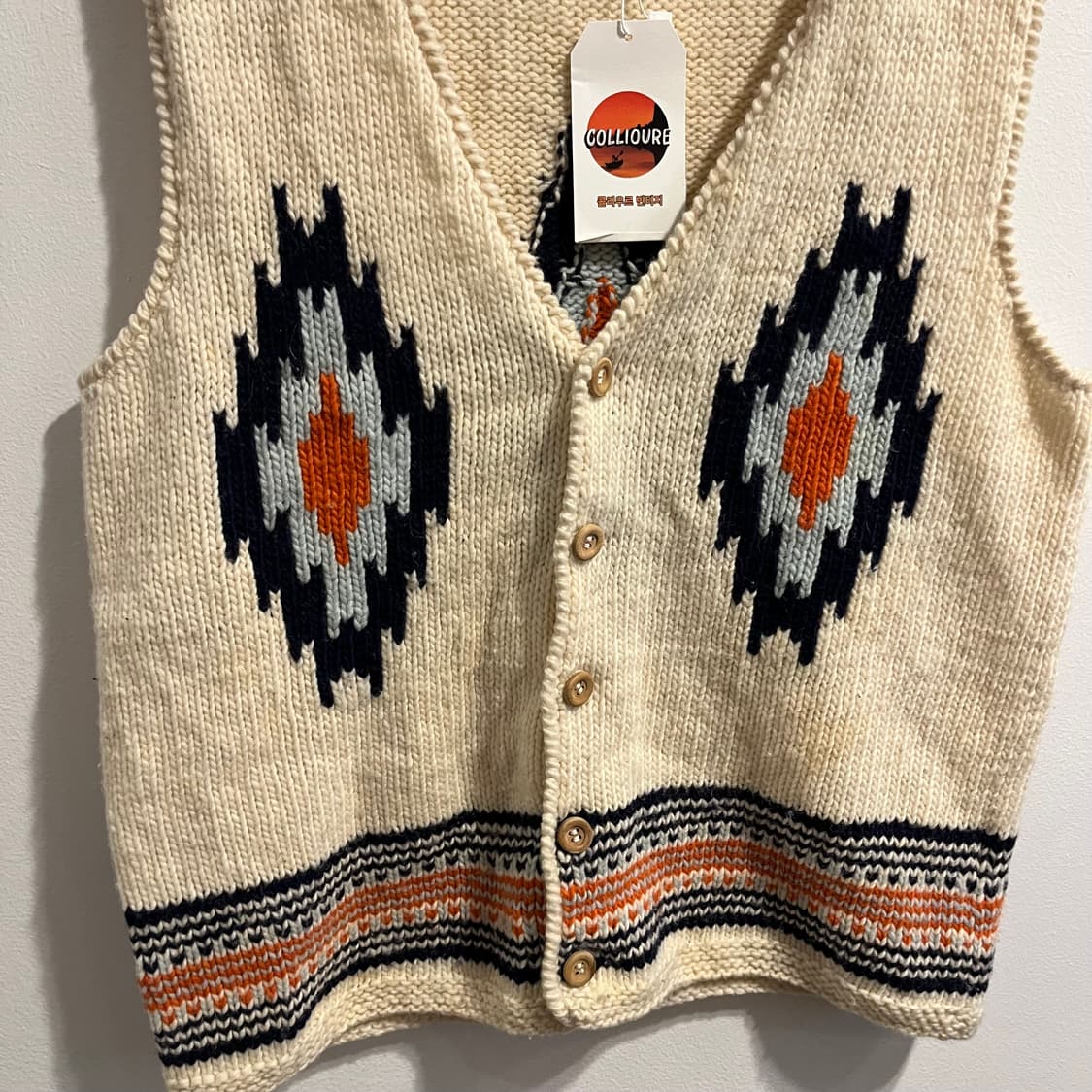 가이진 메이드 나바호 패턴 울 베스트 상품이미지3