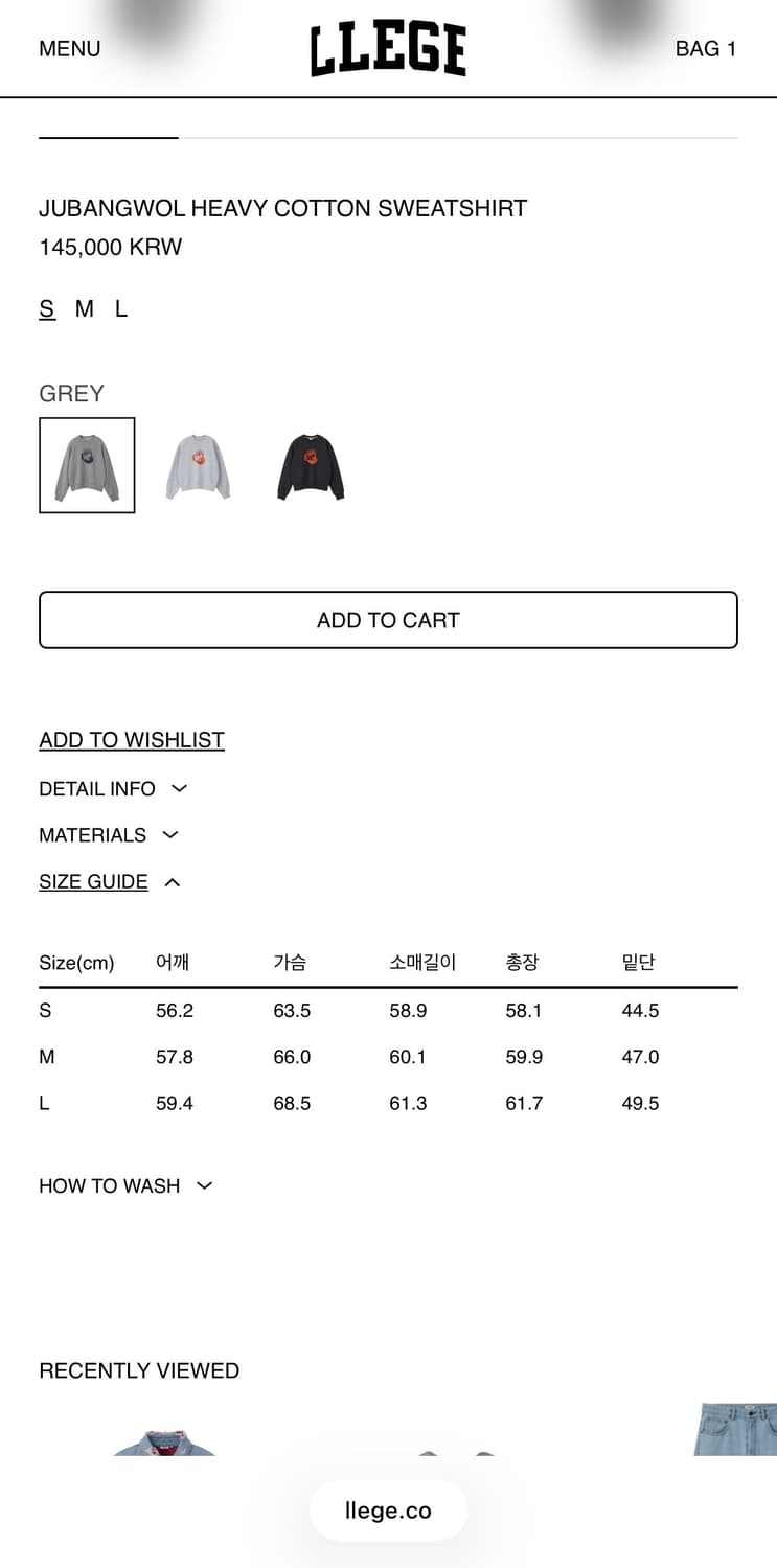 [새상품]렉토 리지 주방울 헤비코튼 스웻셔츠 M 상품이미지3