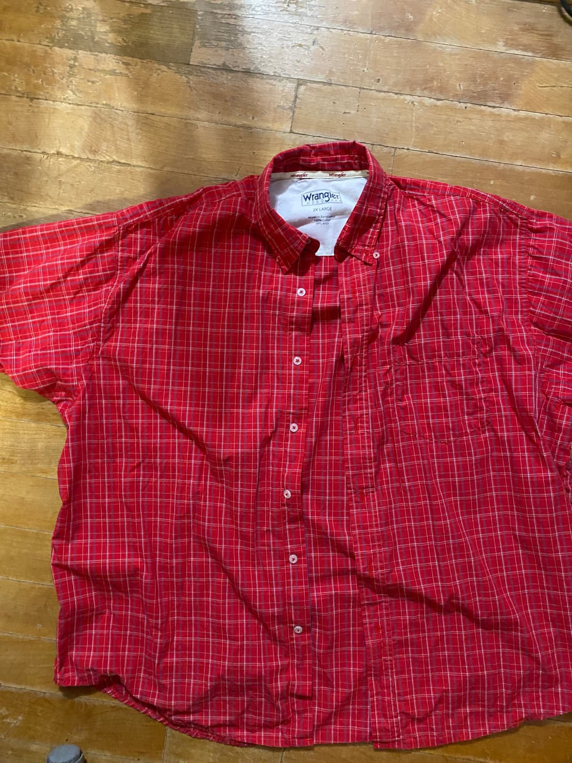 Wrangler 체크 반팔 셔츠 2XL (110-120) 상품이미지1