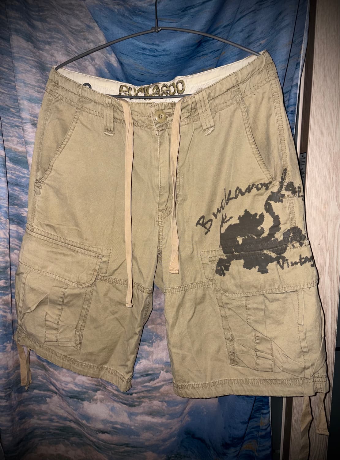 빈티지 버카루 y2k 00s 베이지 카고 버뮤다 팬츠 상품이미지1