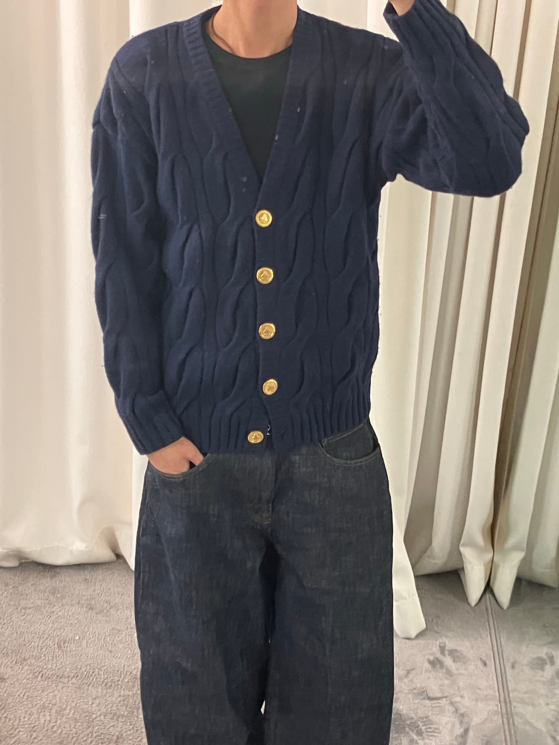 버버리 네이비 케이블 니트 가디건 M 상품이미지6