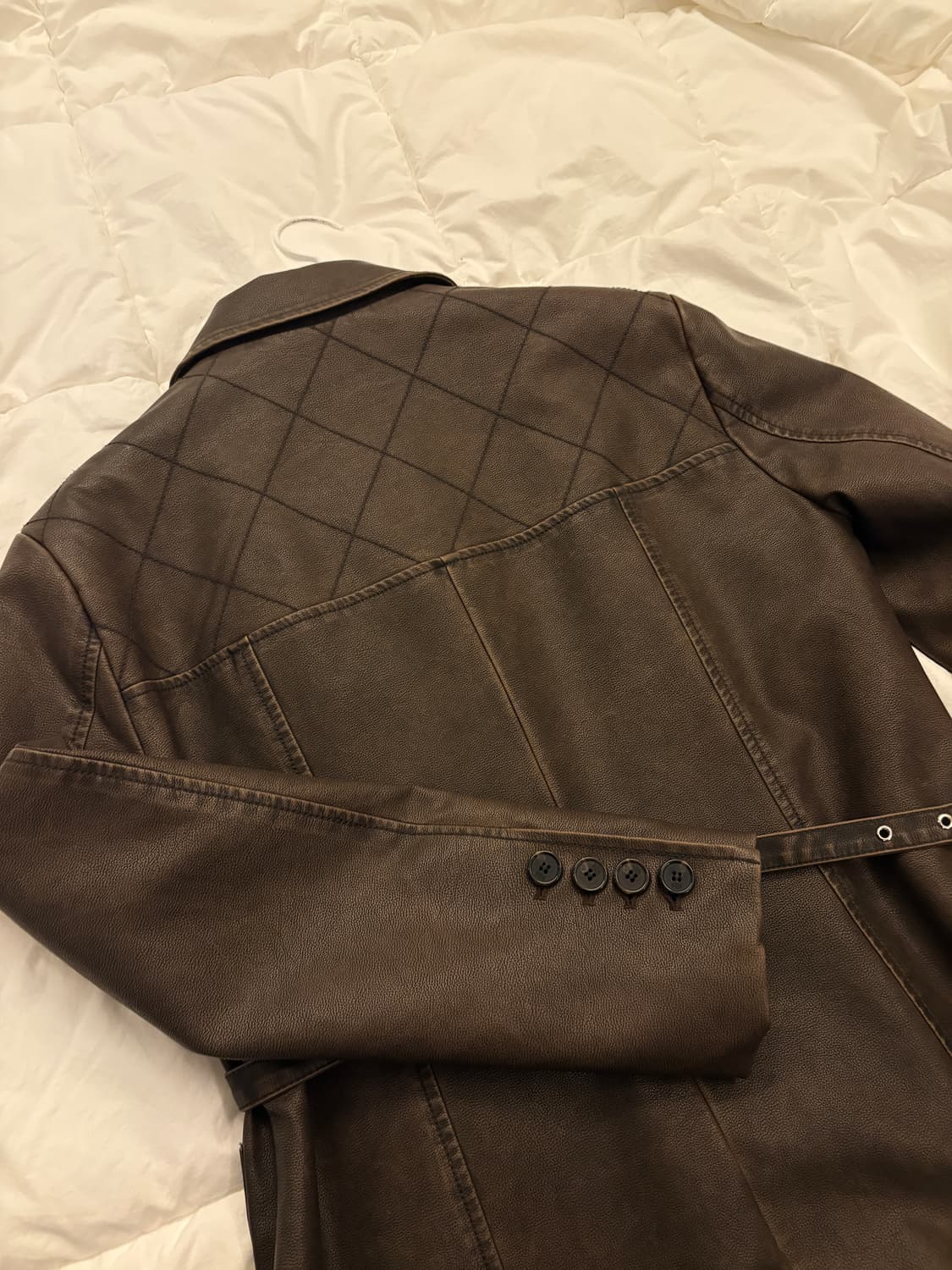 기준 Kijun 페이크 레더 스티치 코트 다크 브라운 상품이미지6