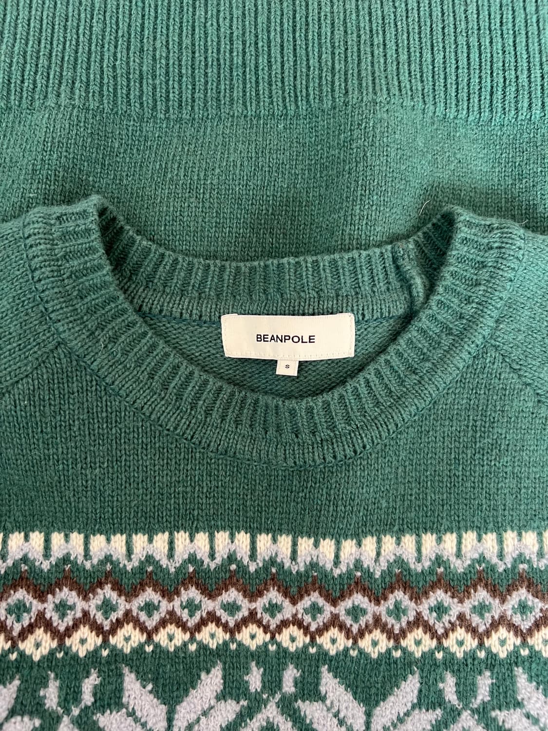 빈폴 여성 그린 노르딕패턴 라운드울니트  상품이미지5