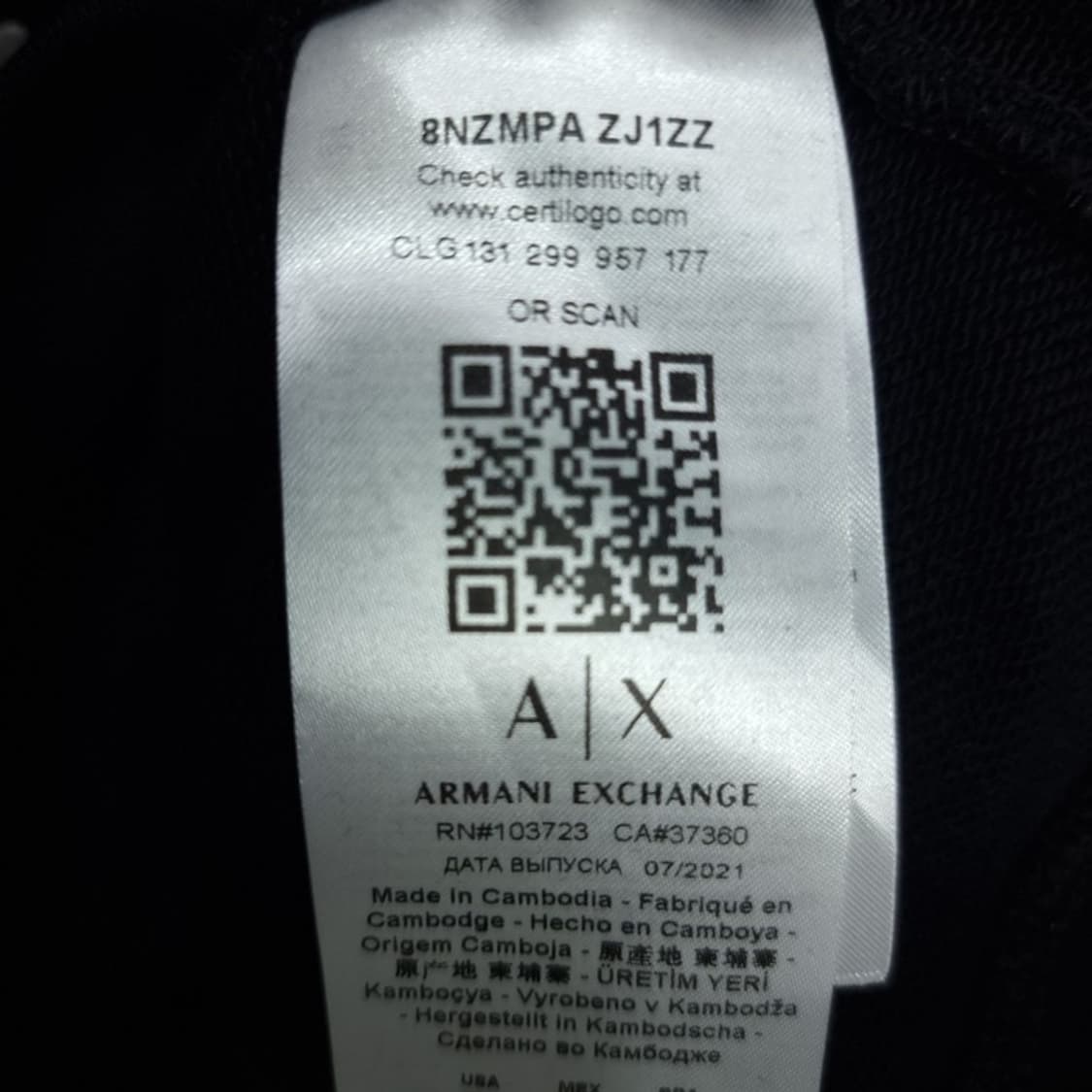 [아르마니] 빅로고 자수 오버핏 맨투맨 블랙 P01605 상품이미지8