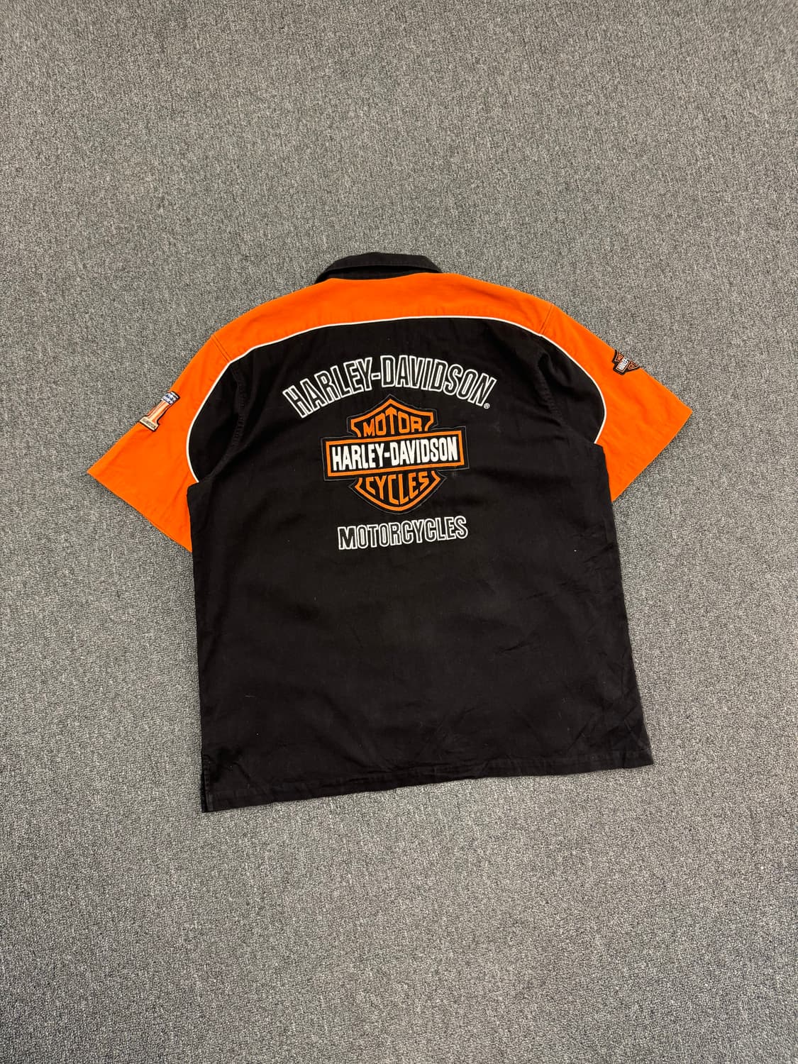 XL)할리데이비슨 빈티지 코듀로이 자수 로고 반팔 셔츠 상품이미지7