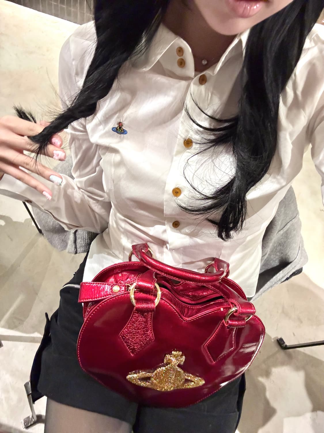 비비안웨스트우드 하트 레드 챈서리백 orb 빈티지 상품이미지5