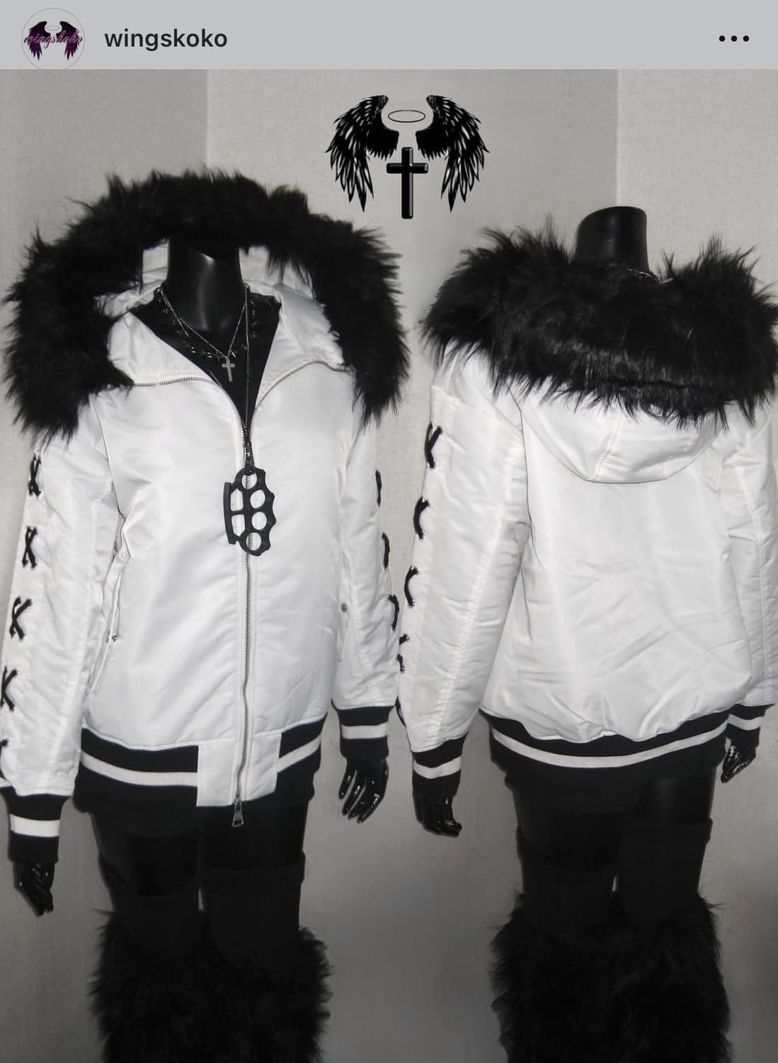 갸루 펑크 퍼 후드 투지퍼 봄버 자켓 상품이미지1