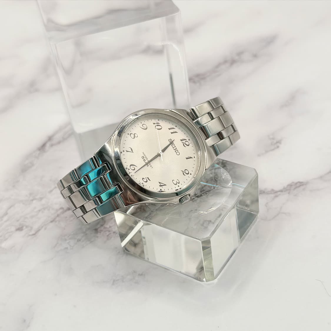 90s00s 빈티지 세이코 화이트 5BAR 기요셰다이얼  브레이슬릿 워치 상품이미지3