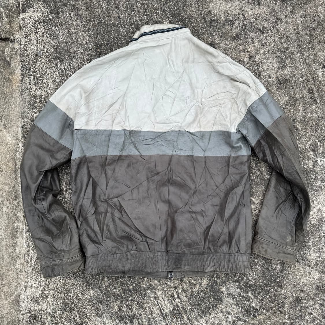 [M] 80s Lanvin 랑방 컬러블록 레더자켓 상품이미지2