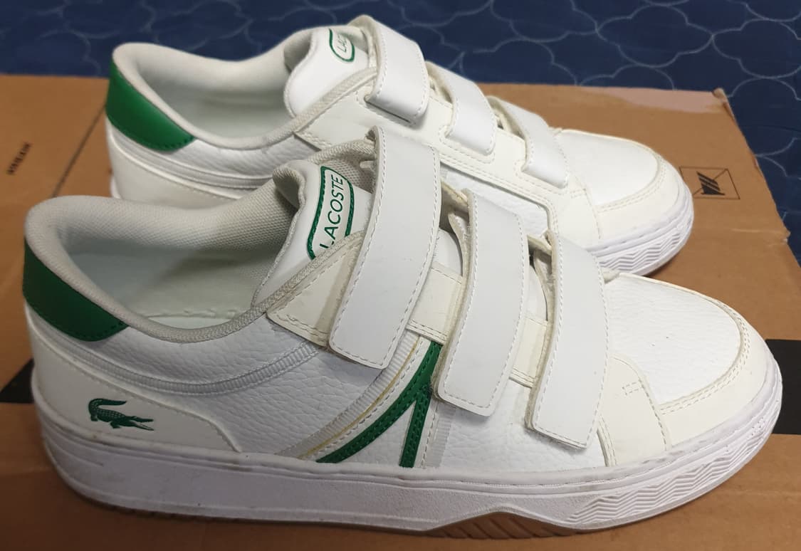 라코스테 우먼 스트랩 스니커즈 화이트 그린 38 (240) 상품이미지1