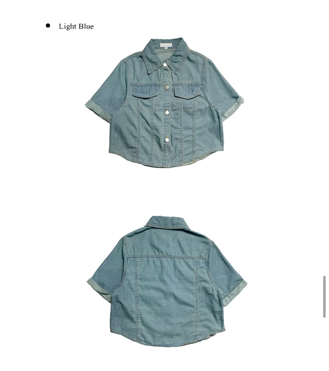 애니원모어 하늘 크롭 데님 반팔 셔츠 상품이미지2