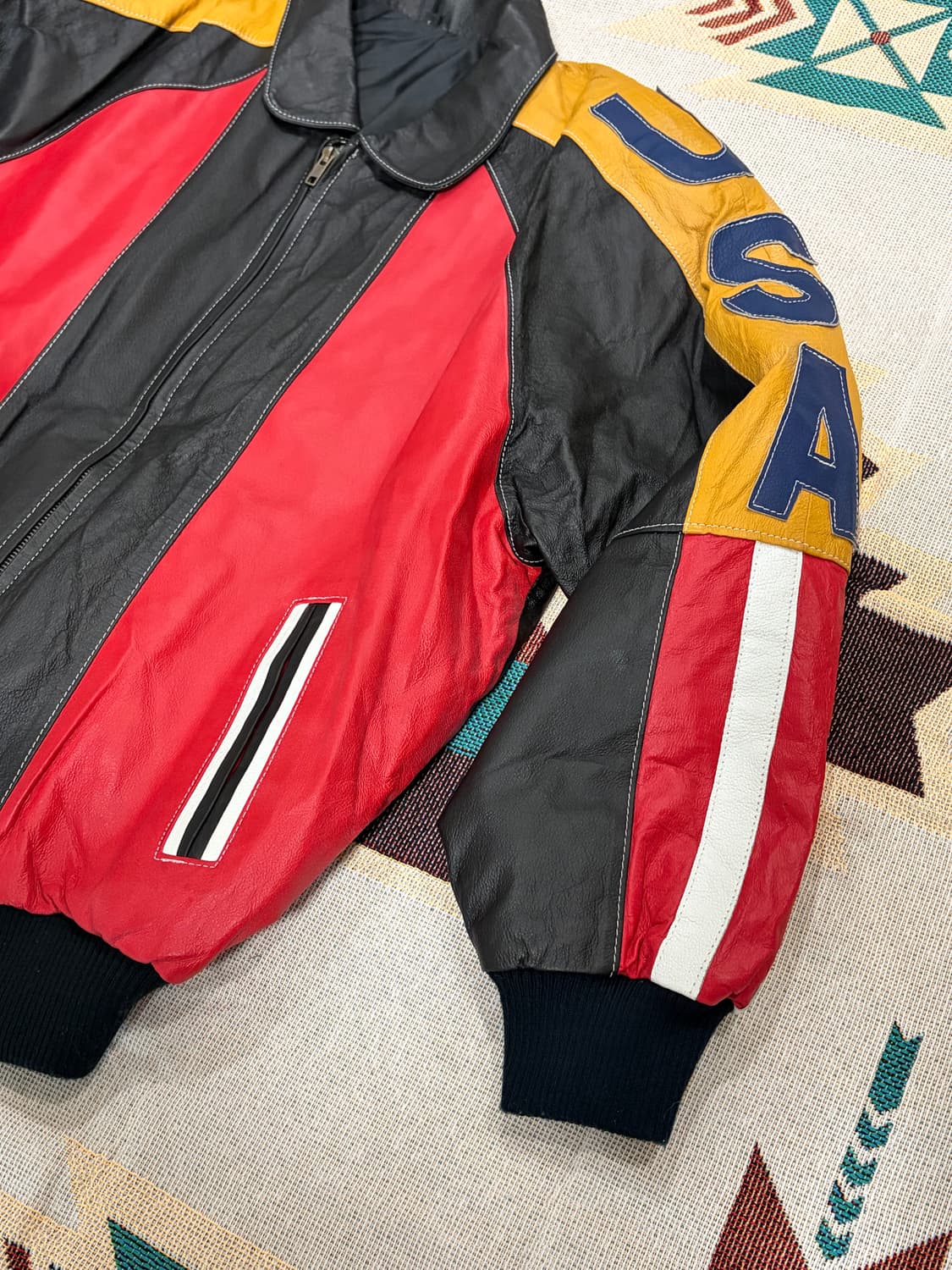 USA patch real leather bomber jacket 상품이미지2