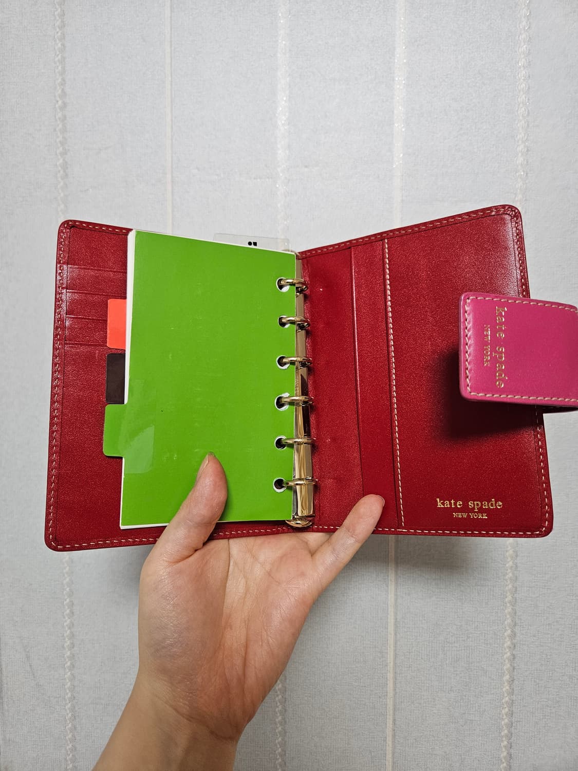 kate spade 케이트 스페이드 핑크 6공 가죽 다이어리 상품이미지4