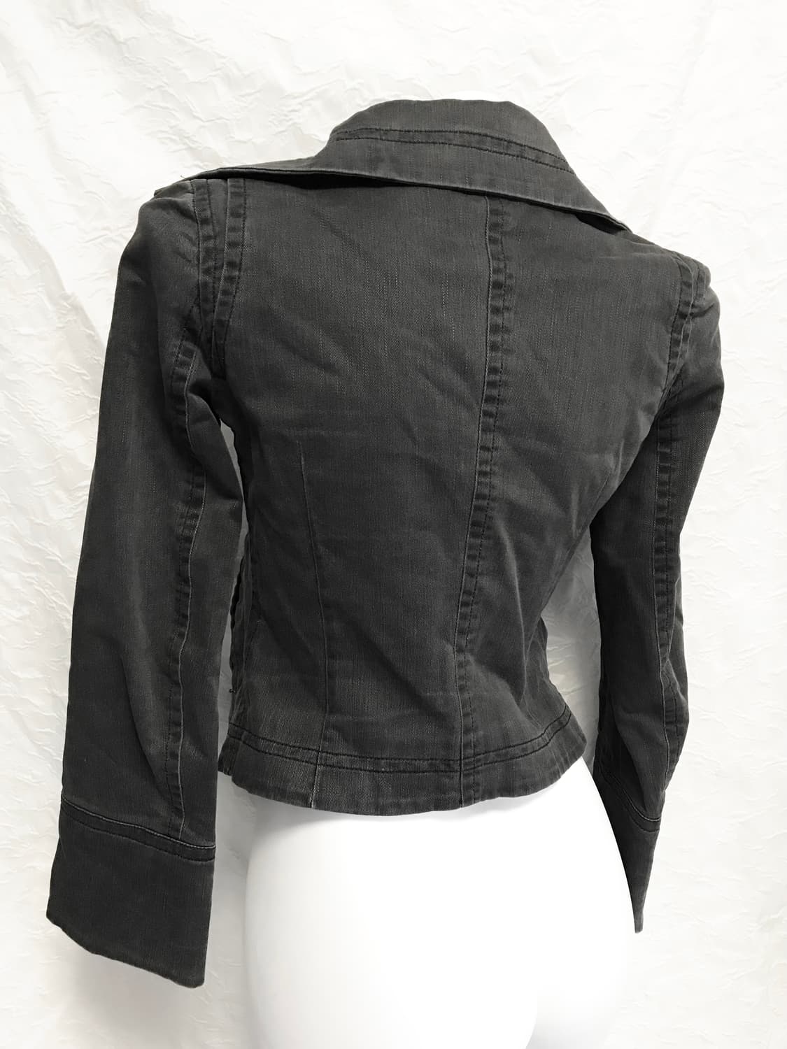 빈티지 하이넥 와이드 카라 흑청 자켓 상품이미지4