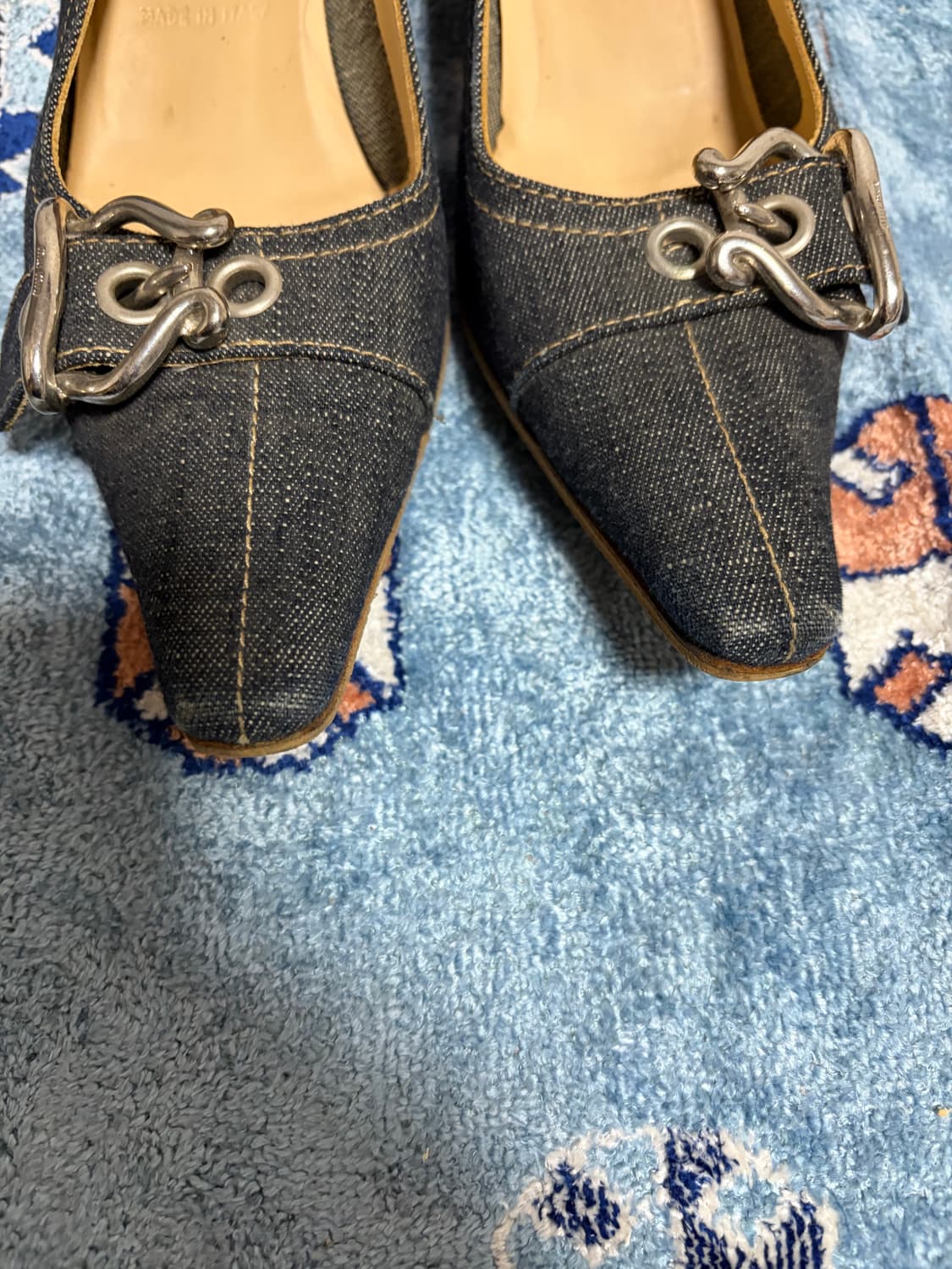 미우미우 빈티지 데님 버클 키튼힐 37 상품이미지3