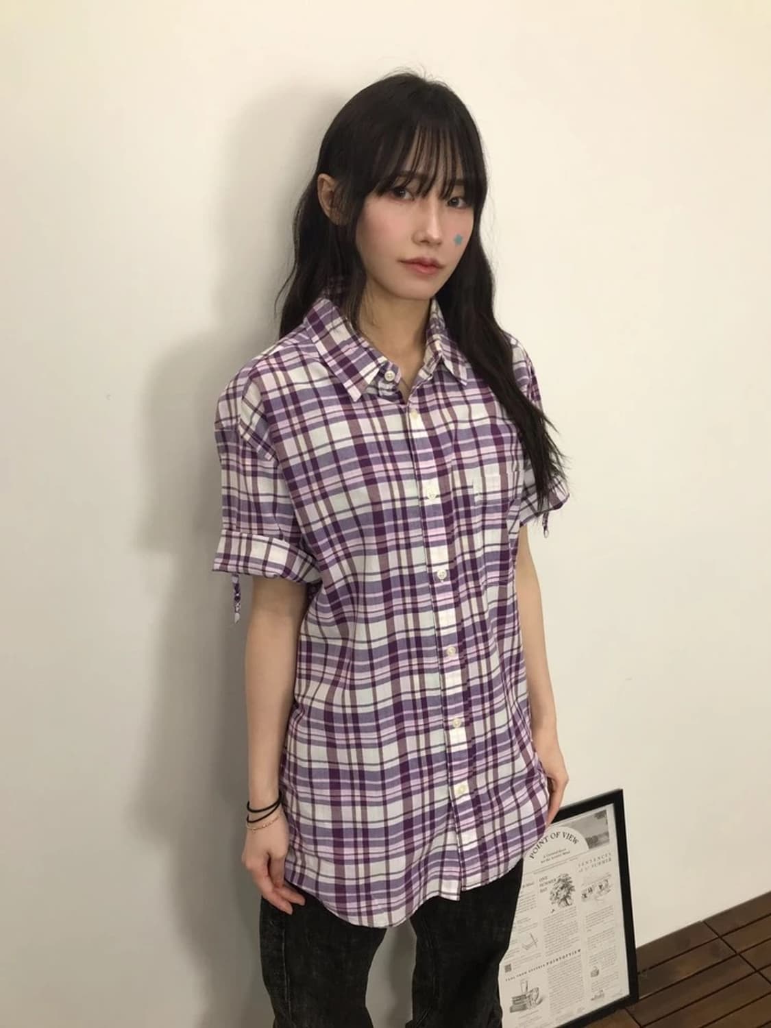 Uniqlo Purple Plaid Shirt 상품이미지1