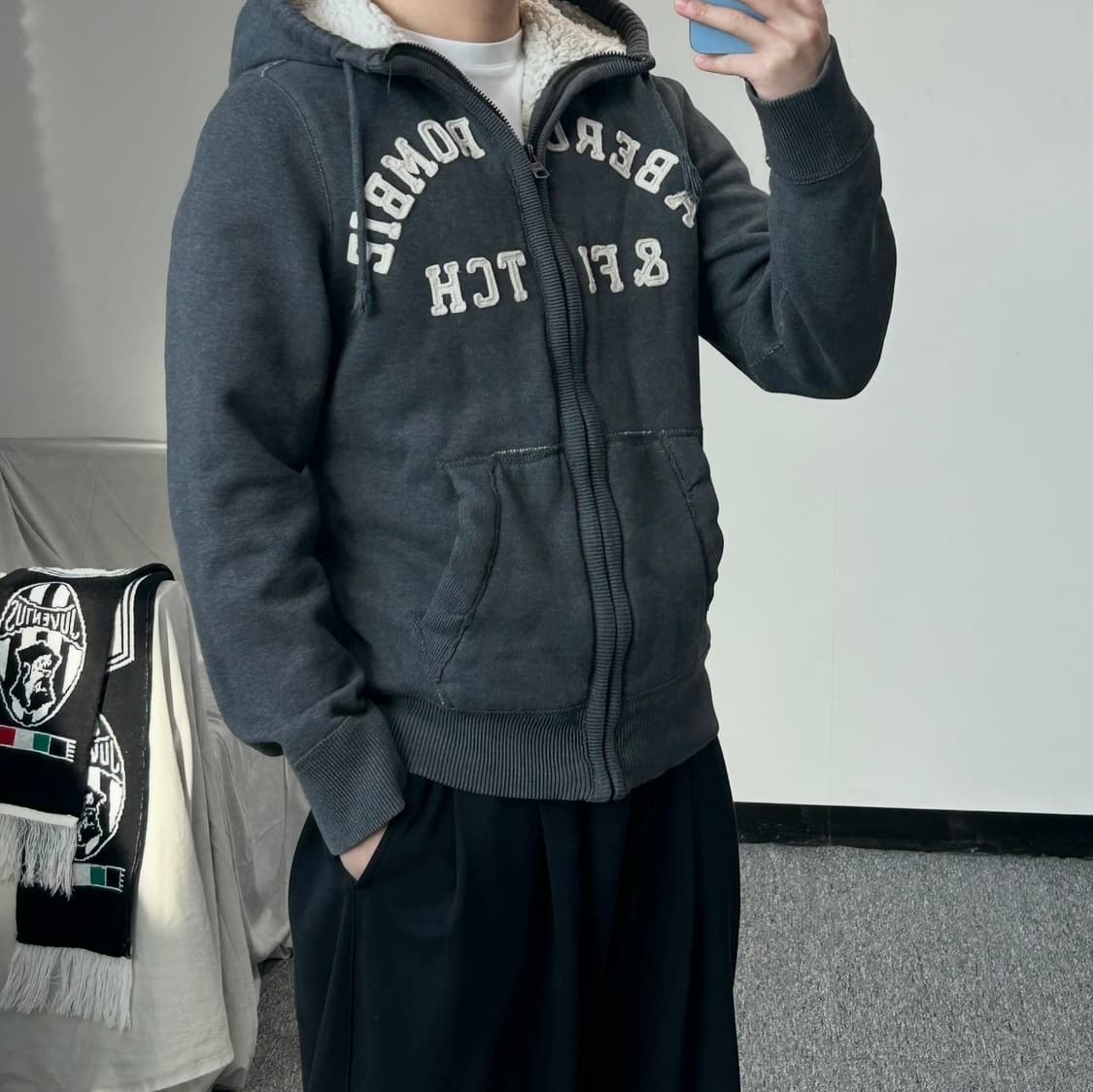 아베크롬비 차콜 울프죠 쉐르파 후드집업  상품이미지3