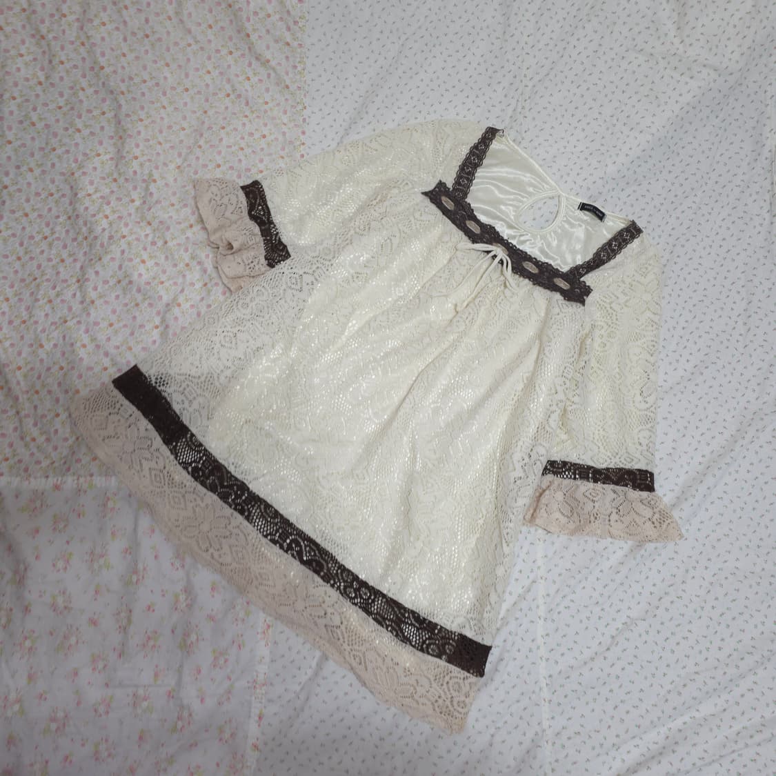 빈티지 라떼갸루 레이스 판초 리즈리사 엑시즈팜깔 모리 상품이미지3