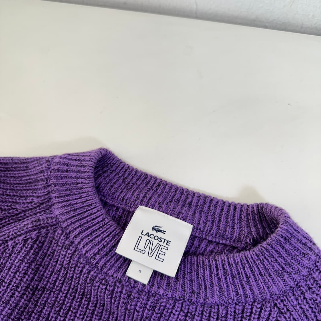 95 라코스테 퍼플블랙 기본로고 라운드 나염면니트 상품이미지2