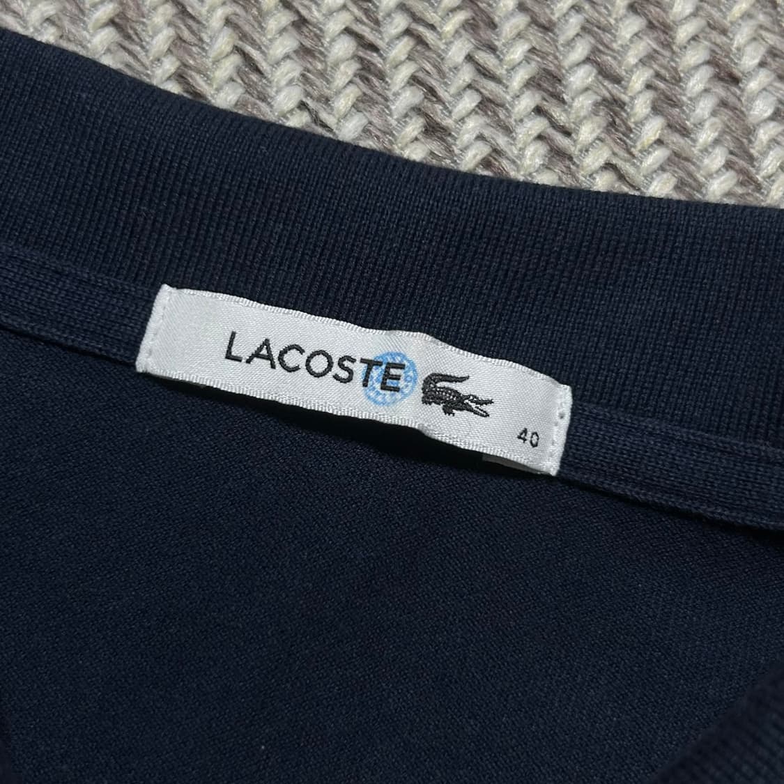 [L] Lacoste 라코스테 우먼즈 네이비 슬림핏 긴팔 카라티 상품이미지4