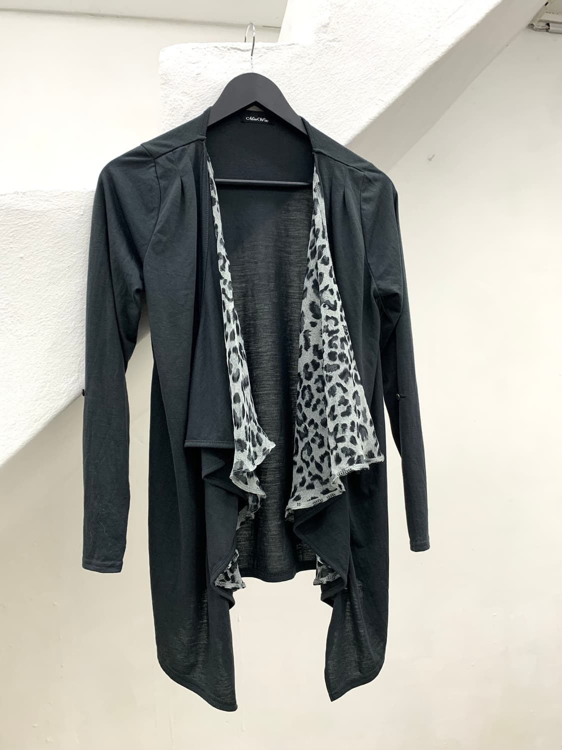 Leopard detail draped cardigan   상품이미지4