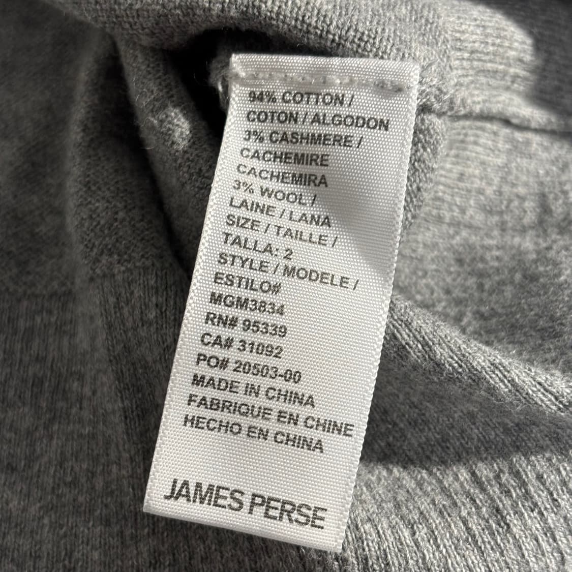 2) james perse 제임스펄스 브이넥 코튼 캐시미어 니트 상품이미지3