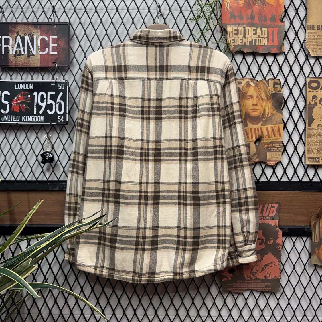 랭글러 어센틱 플란넬 셔츠 안감 쉐르파 플리스 디테일 베이지 상품이미지2