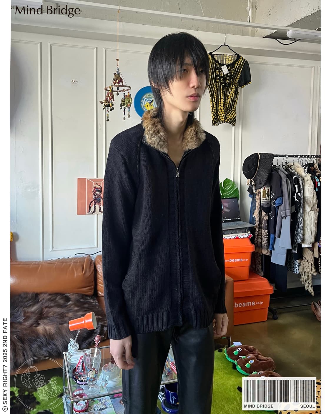 Mind Bridge Fur Trimming Knit Zip-up 상품이미지1