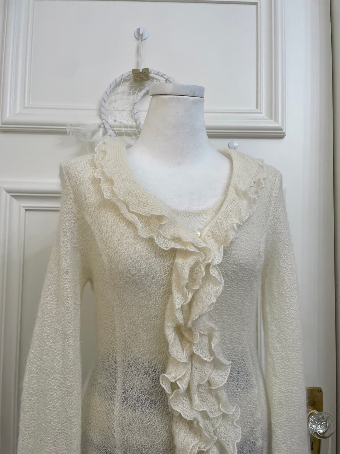 cream ruffle cardigan&crochet lace-up sl 상품이미지7