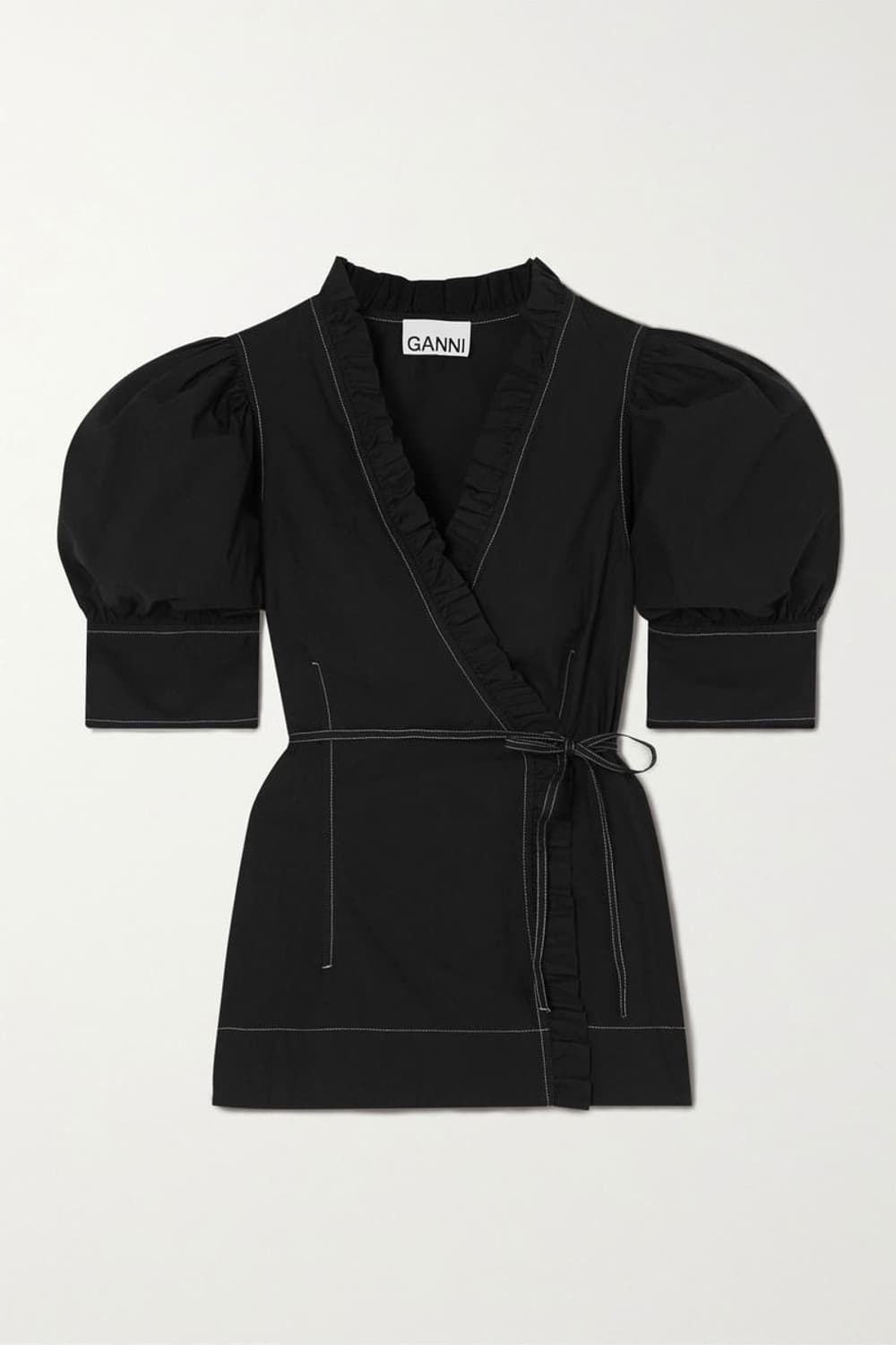 가니 블라우스 Ganni Organic Cotton Poplin Wrap 상품이미지1