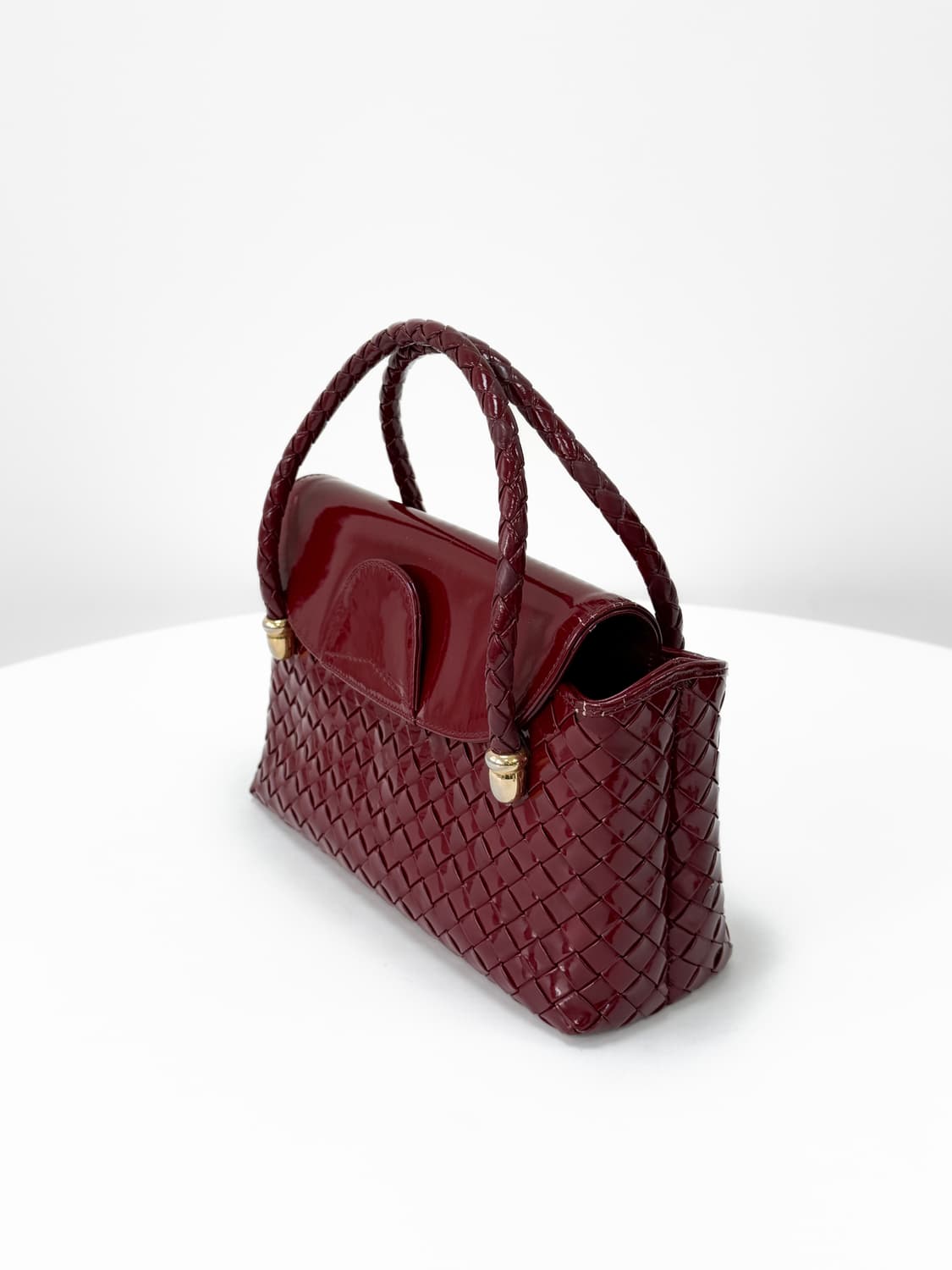 보테가베네타 빈티지 인트레치아토 페이턴트 탑 핸들 상품이미지4