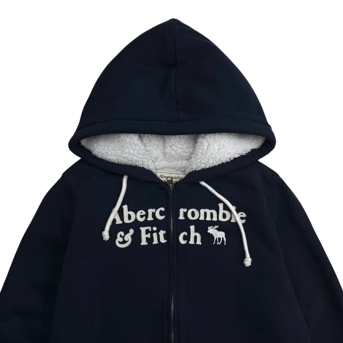 아베크롬비 센터로고 네이비 양털 후드집업 M 상품이미지4