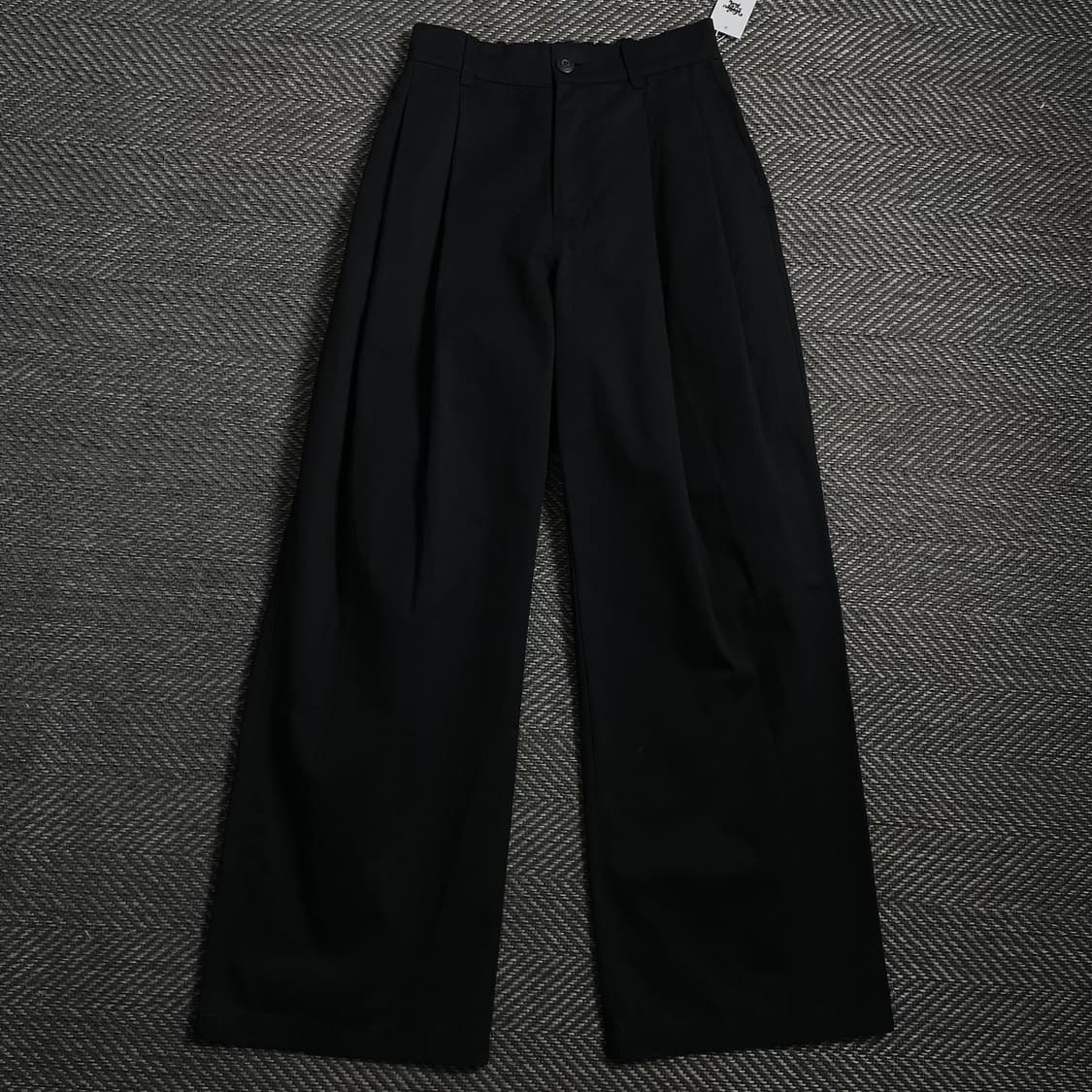 낫포너드 투턱 와이드 코튼 팬츠 블랙o 4198 상품이미지1