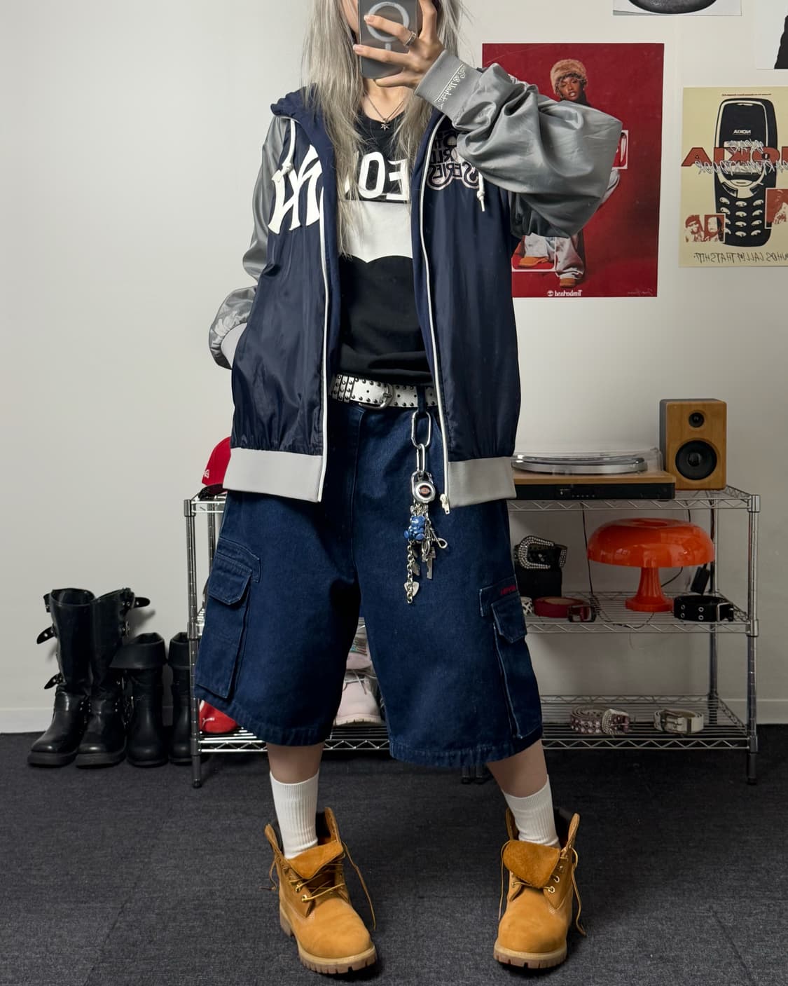 미첼앤네스 00s 뉴욕 양키즈 배색 바람막이 상품이미지4