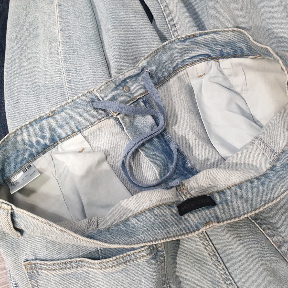 유니클로 릴랙스앵클진(와이드핏) 데님팬츠 34-35 상품이미지5