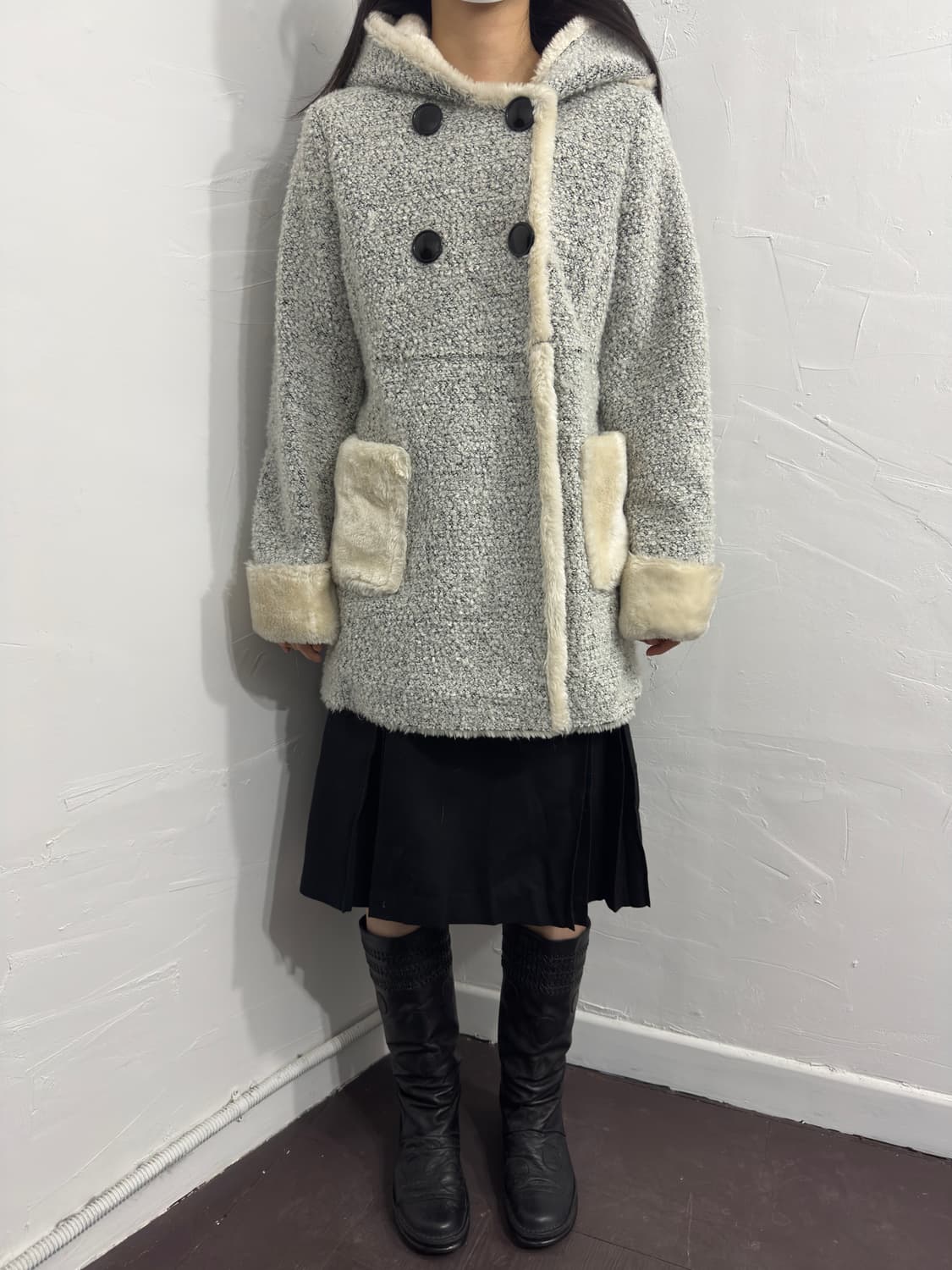 fairy shade fur detail hood coat 상품이미지2