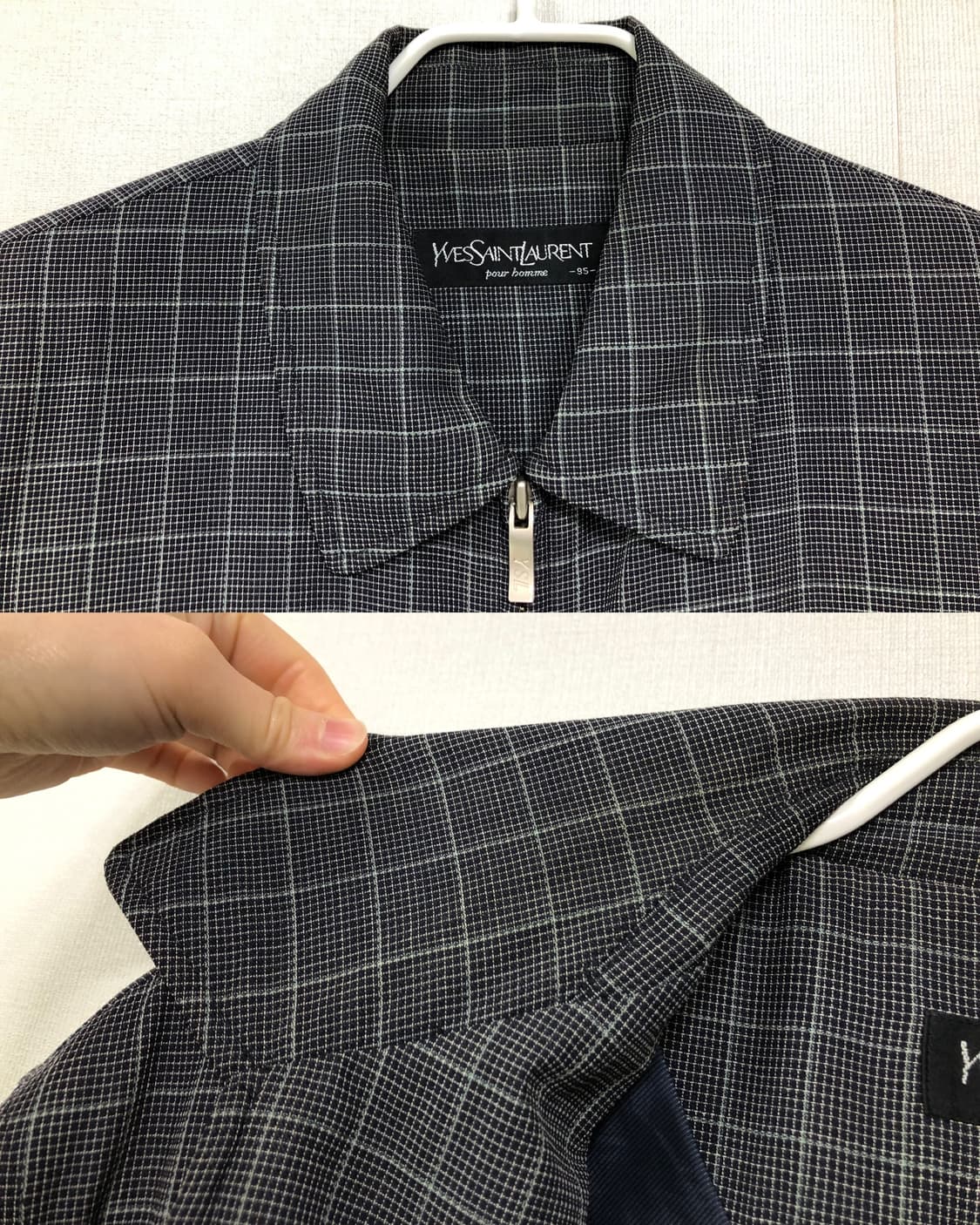 입생로랑 남성 클래식 체크 헤링턴 블루종 봄버 자켓 _ 다크네이비 상품이미지7