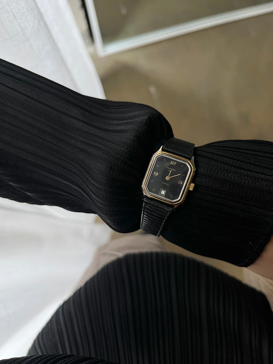 80s Courreges 꾸레쥬 가죽 스트랩 손목시계 상품이미지2