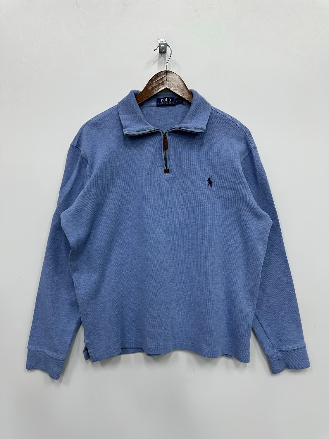 폴로 뮤트 블루 반집업 니트 상품이미지1