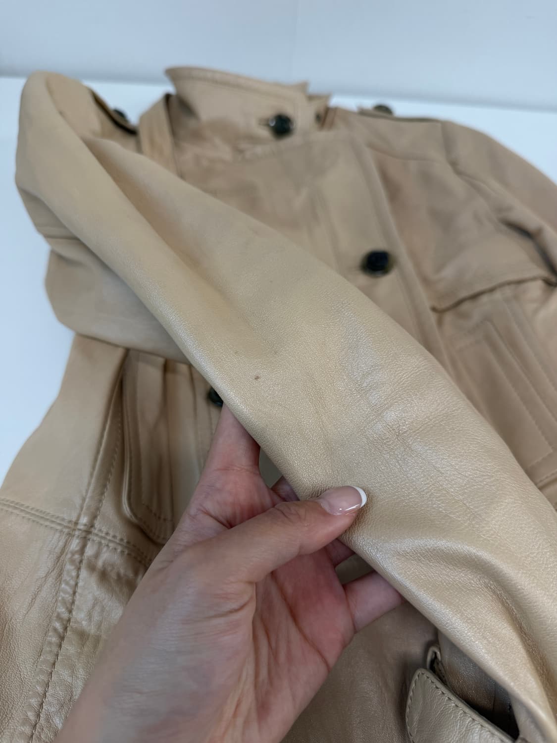 Japanvintage 양가죽 레더 베이지 자켓 상품이미지4