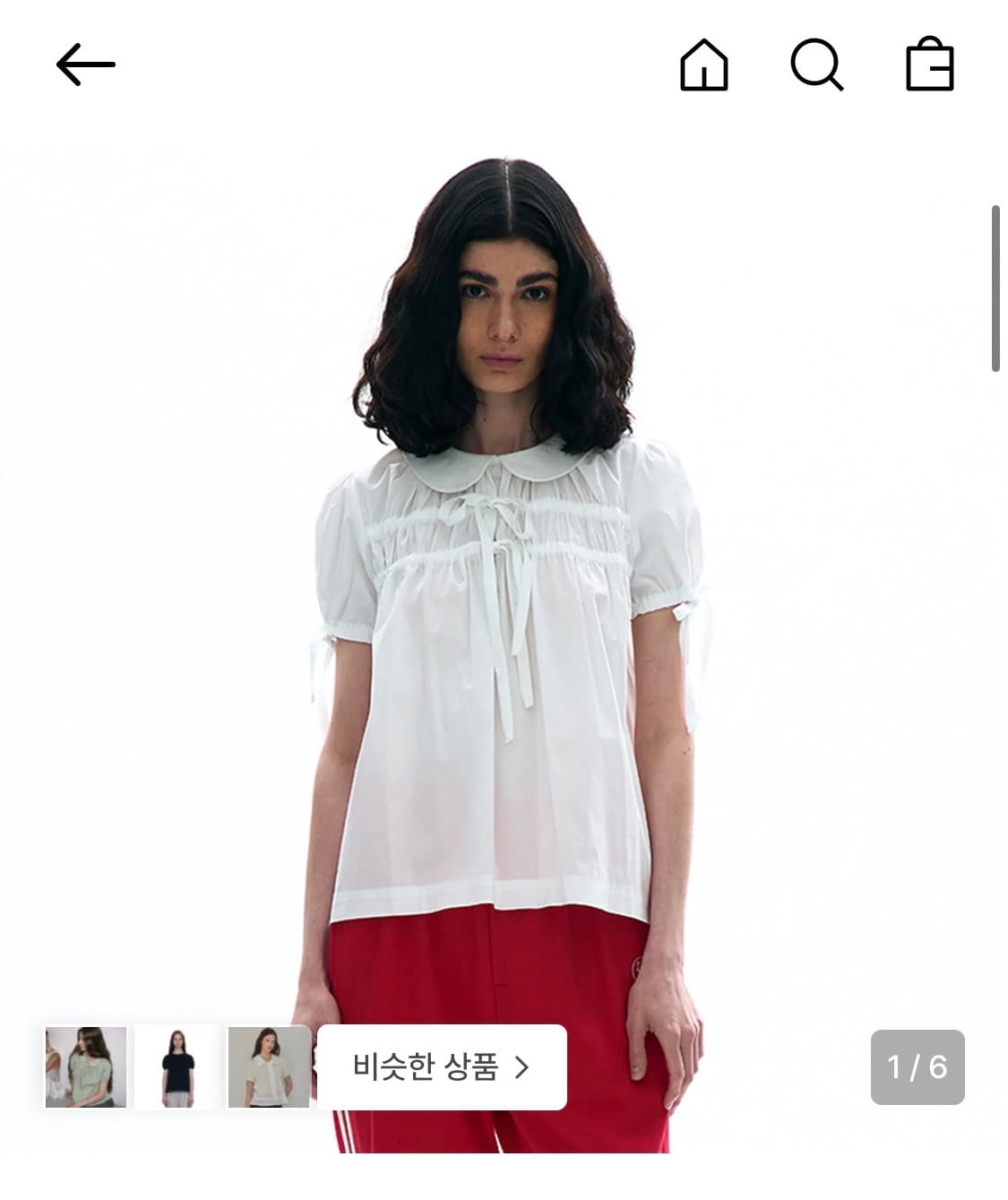 파르티멘토 우먼 open back ribbon puff blouse 상품이미지1